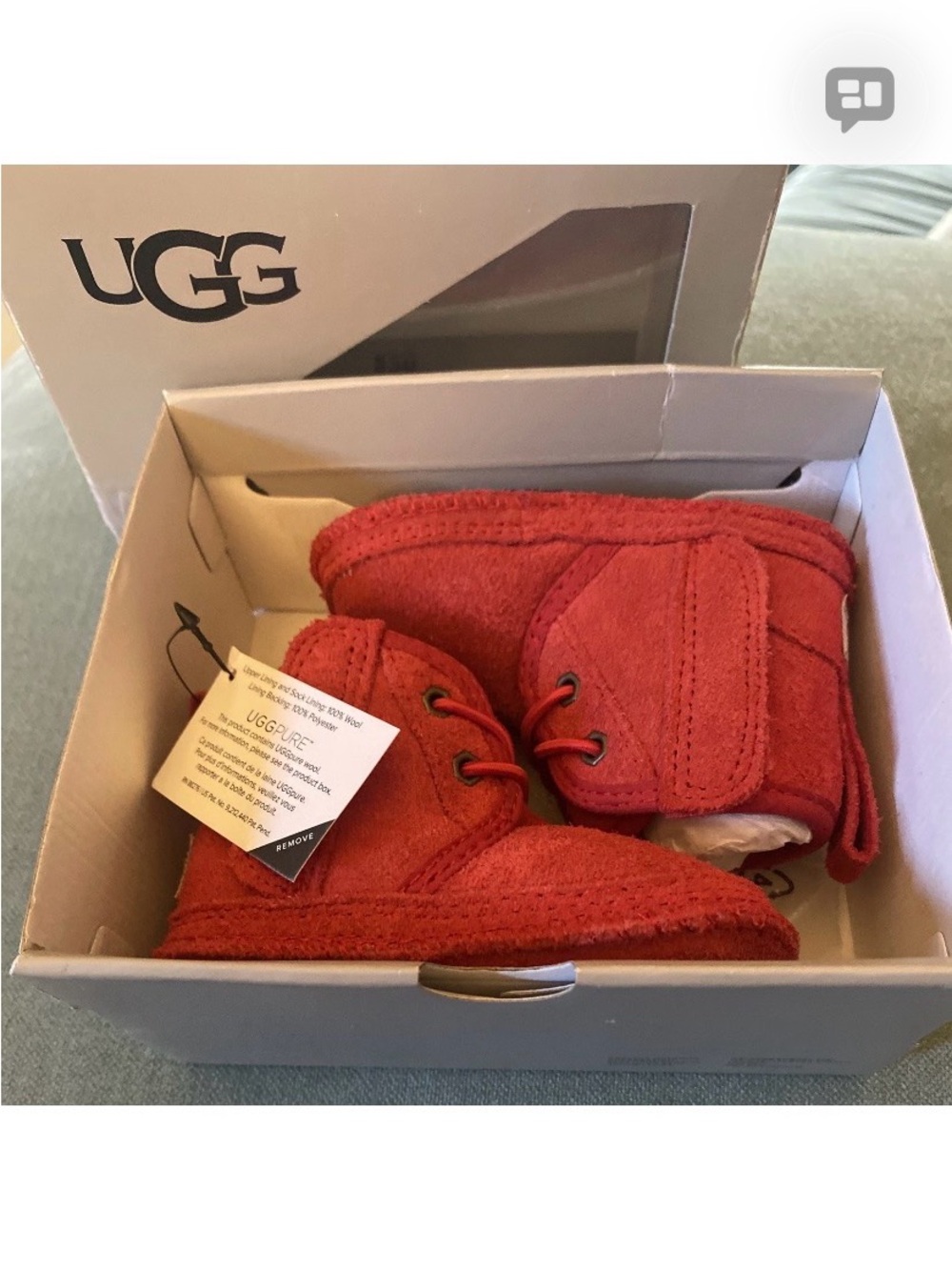 NEW UGG Baby Neumel Chestnut Suede Boots Size 2/3 S 6-12 Months NIB 1103500I